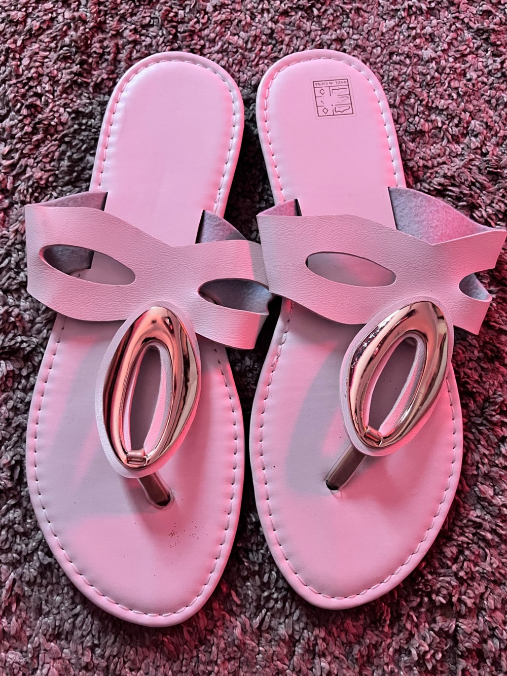 Women’s Whits Slide Sandals with Gold Metallic Oval Accent